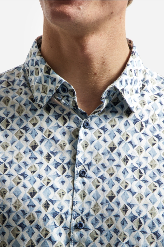 NO-EXCESS blauwe heren overhemd | Vooraanzicht