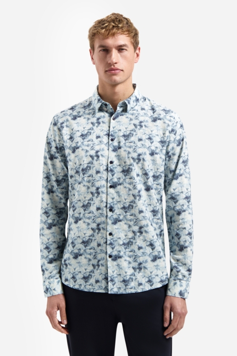 NO-EXCESS blauwe heren overhemd | Model vooraanzicht
