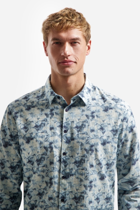 NO-EXCESS blauwe heren overhemd | Model vooraanzicht