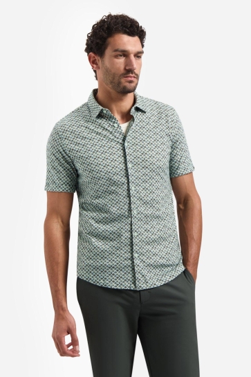 NO-EXCESS Overhemd PRINT OVERHEMD MET KORTE MOUW 31440334SN 050 GREEN