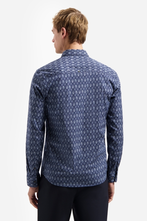NO-EXCESS blauwe heren overhemd | Model achteraanzicht