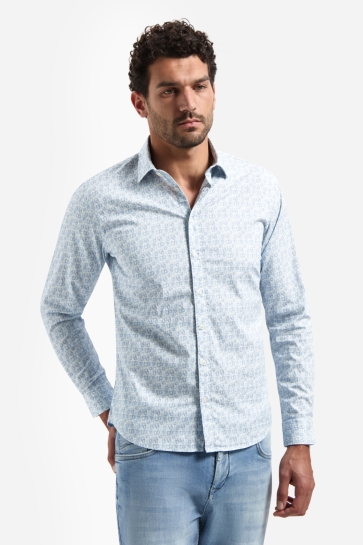 NO-EXCESS Overhemd STRETCH OVERHEMD MET ALLOVER PRINT 31450238 030 BLAUW