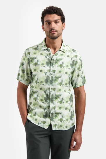 NO-EXCESS Overhemd OVERHEMD MET KORTE MOUW EN PRINT 31460340 050 GROEN