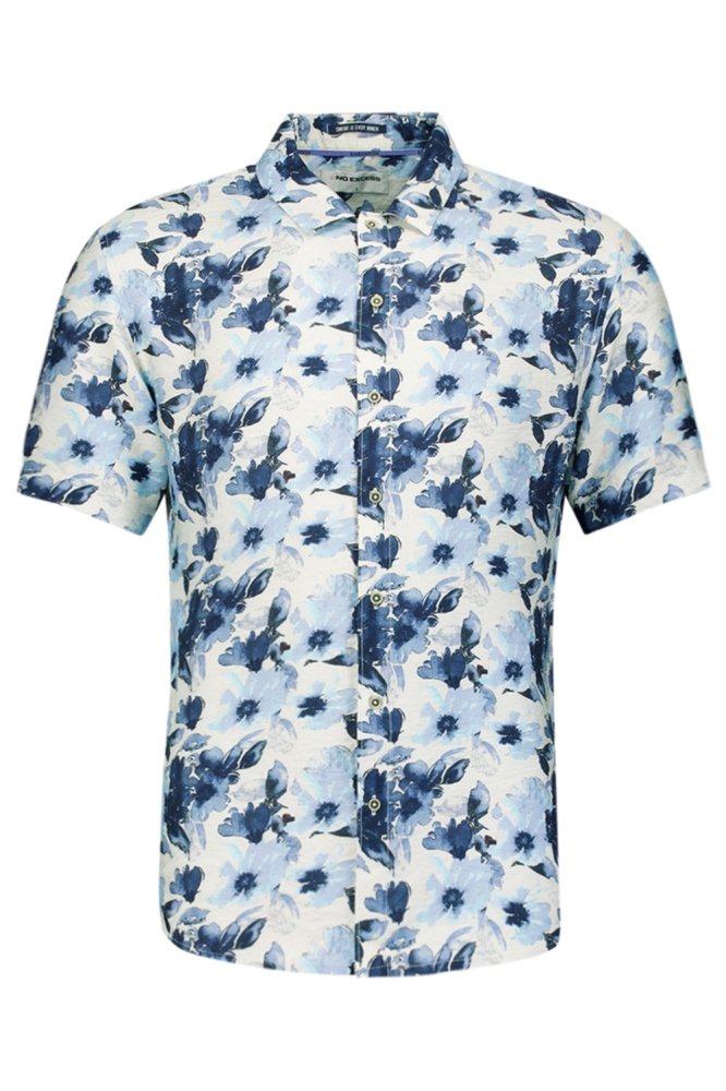 NO-EXCESS blauwe heren overhemd | Vooraanzicht