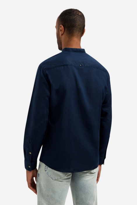 NO-EXCESS blauwe heren overhemd | Model achteraanzicht