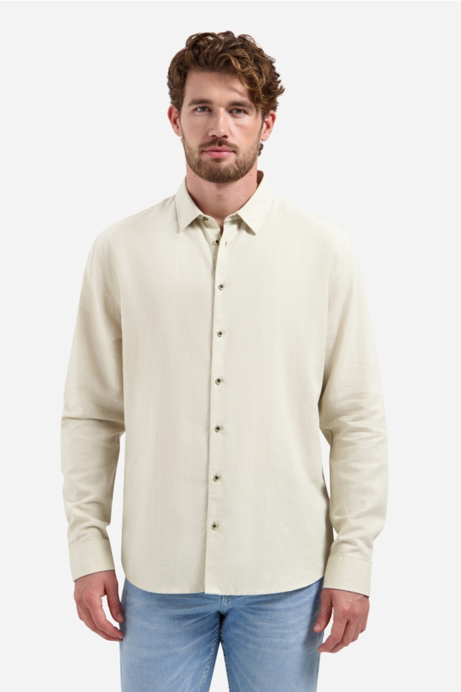 NO-EXCESS beige heren overhemd | Model vooraanzicht