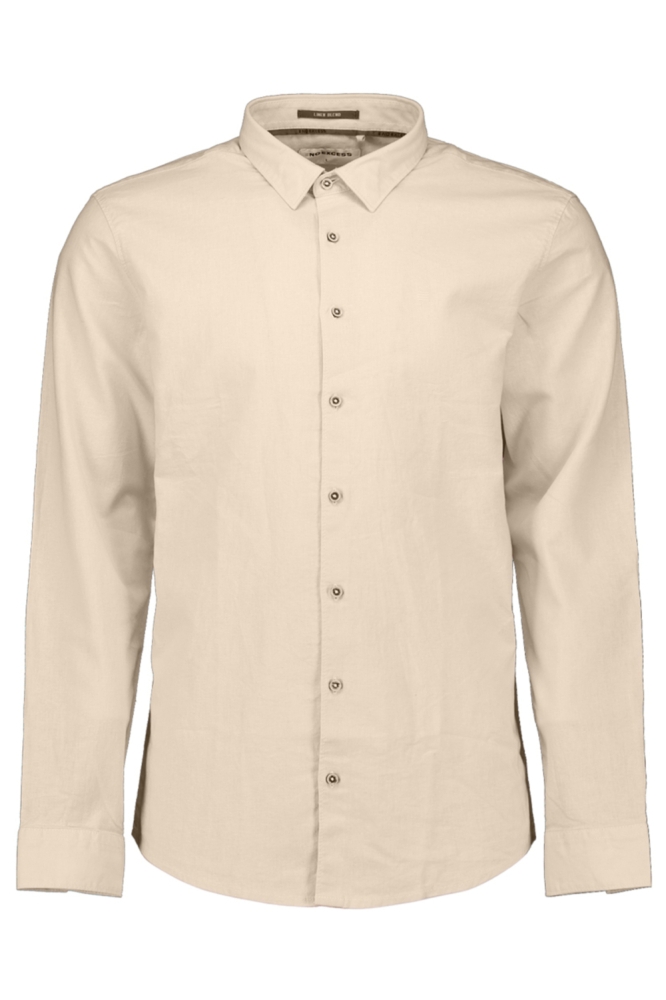 NO-EXCESS beige heren overhemd | Vooraanzicht