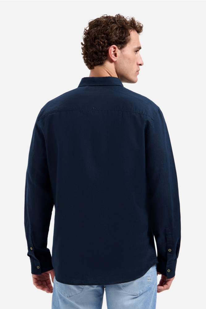 NO-EXCESS blauwe heren overhemd | Model achteraanzicht