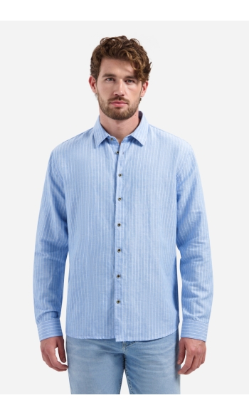 LINNENBLEND OVERHEMD MET FIJNE STREEP 31470227SN 030 BLAUW