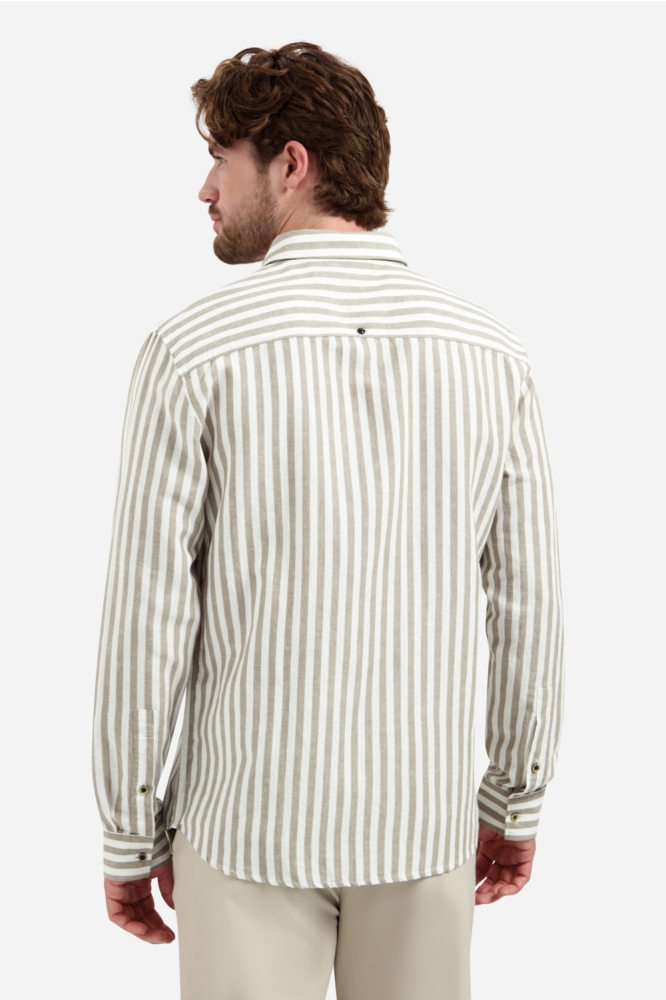 NO-EXCESS taupe heren overhemd | Model achteraanzicht