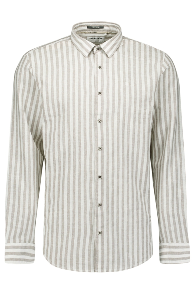 NO-EXCESS taupe heren overhemd | Vooraanzicht