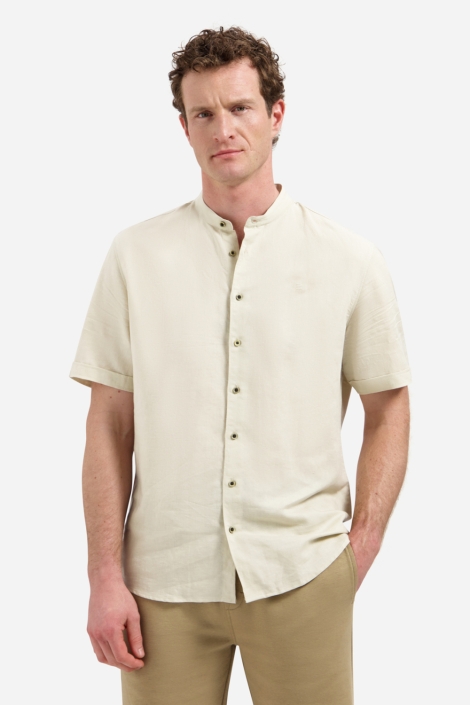 NO-EXCESS beige heren overhemd | Model vooraanzicht