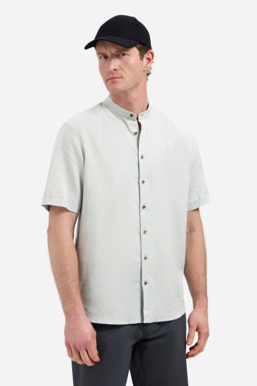 NO-EXCESS Overhemd SHIRT VAN LINNENMIX MET KORTE MOUWEN 31480326SN 159 DUSTY GREEN