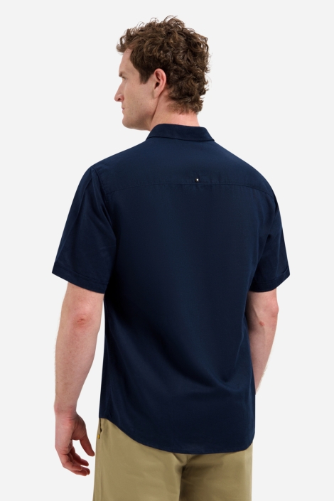 NO-EXCESS blauwe heren overhemd | Model achteraanzicht