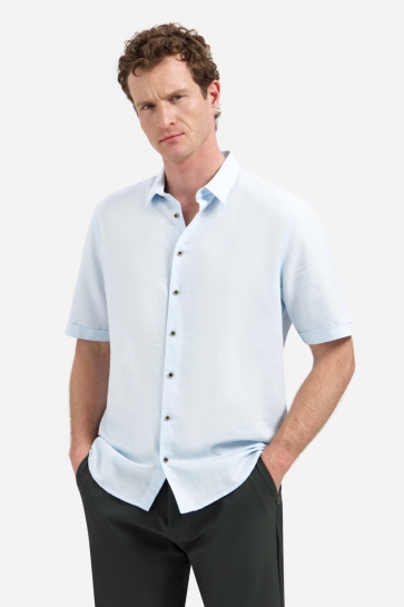 NO-EXCESS Overhemd SHIRT VAN LINNENMIX MET KORTE MOUWEN 31480321SN 134 SKY