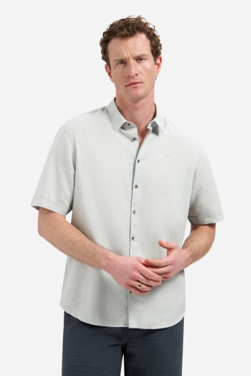 NO-EXCESS shirt short sleeve with linen Groen