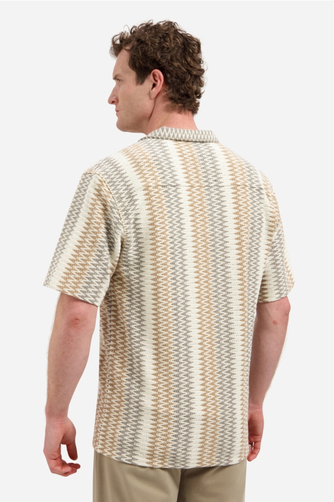 NO-EXCESS beige heren overhemd | Model achteraanzicht