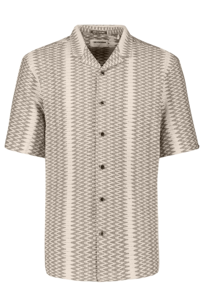 NO-EXCESS beige heren overhemd | Vooraanzicht