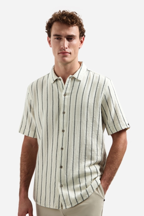 NO-EXCESS beige heren overhemd | Model vooraanzicht