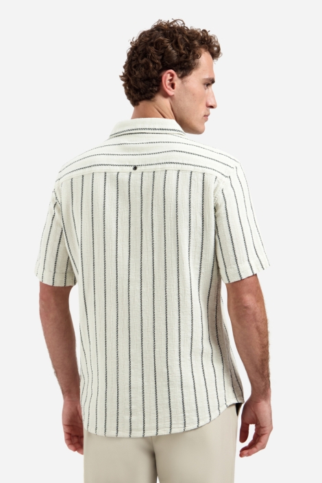 NO-EXCESS beige heren overhemd | Model achteraanzicht