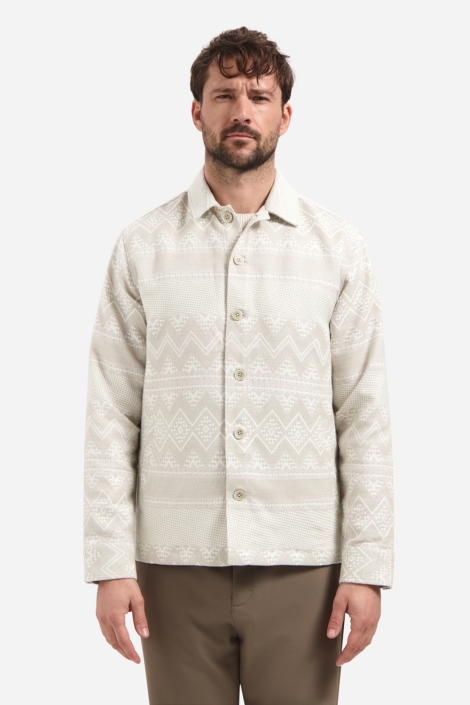 NO-EXCESS taupe heren overhemd | Model vooraanzicht