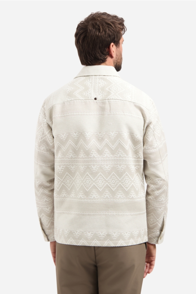 NO-EXCESS taupe heren overhemd | Model achteraanzicht