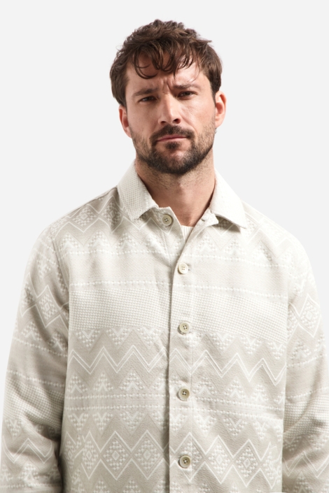 NO-EXCESS taupe heren overhemd | Model vooraanzicht