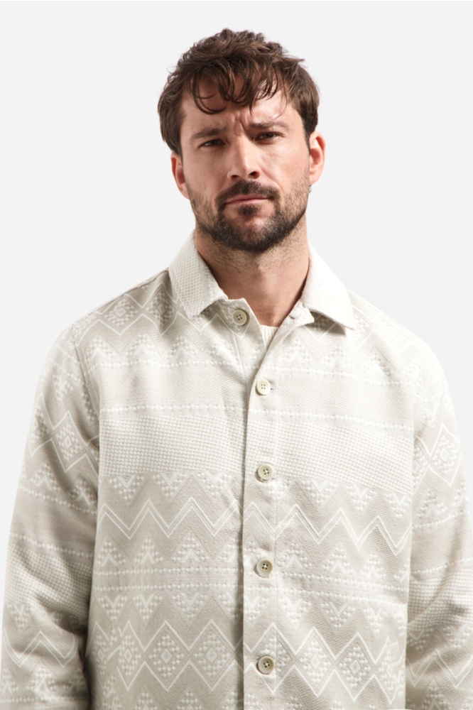 NO-EXCESS taupe heren overhemd | Model vooraanzicht