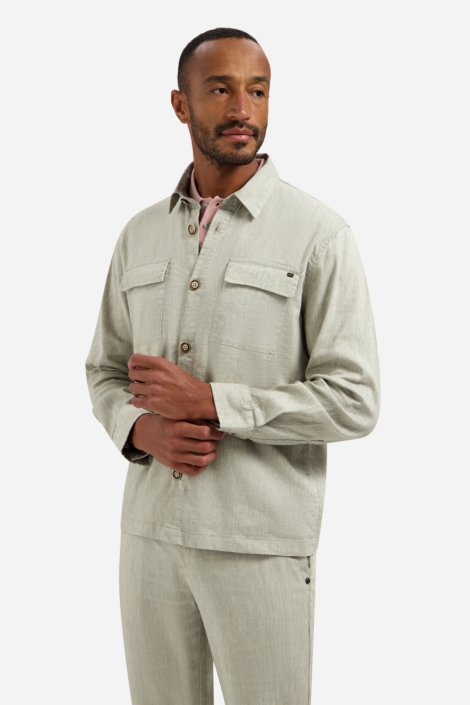 NO-EXCESS taupe heren overhemd | Model vooraanzicht