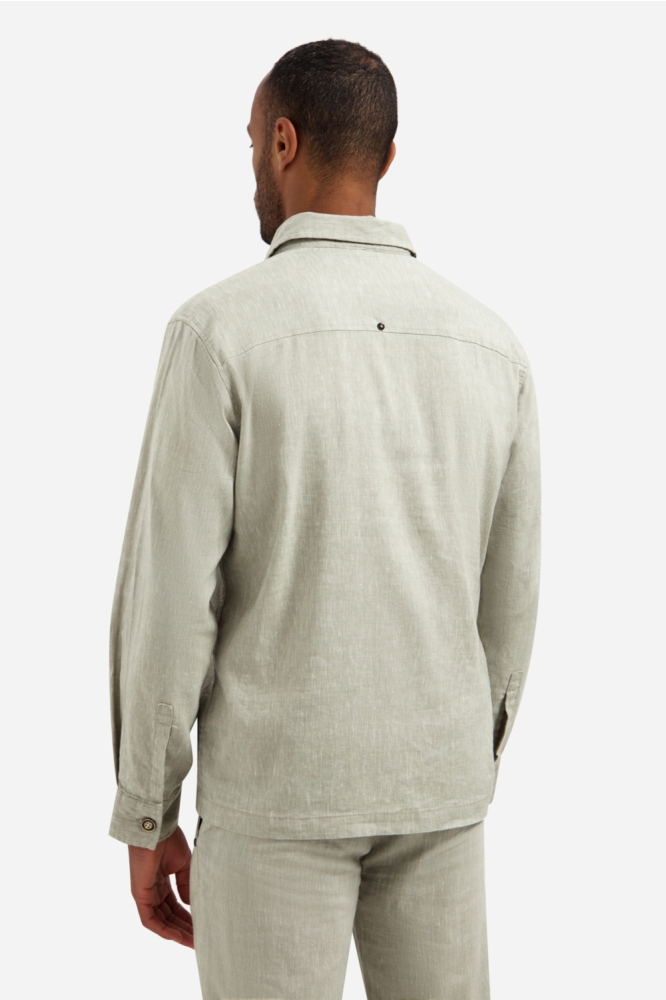 NO-EXCESS taupe heren overhemd | Model achteraanzicht
