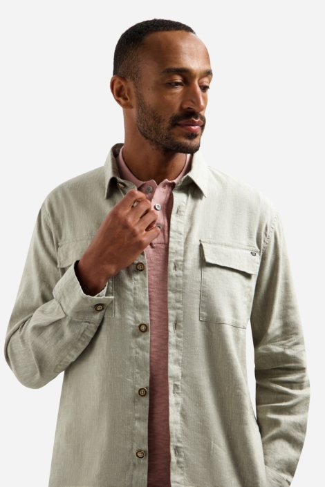 NO-EXCESS taupe heren overhemd | Close up