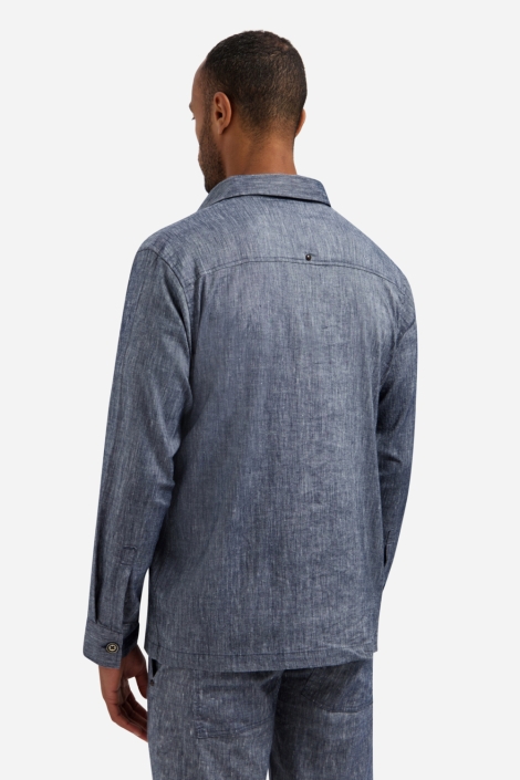 NO-EXCESS blauwe heren overhemd | Model achteraanzicht