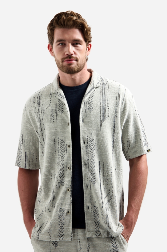 NO-EXCESS beige heren overhemd | Model vooraanzicht