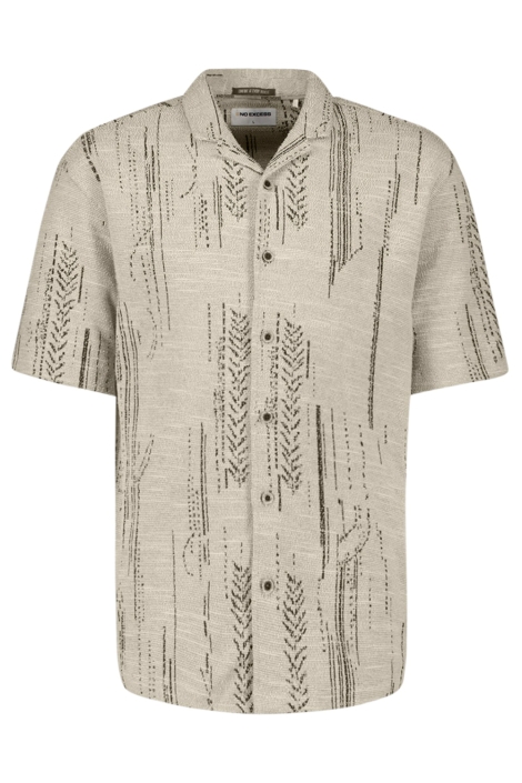 NO-EXCESS beige heren overhemd | Vooraanzicht