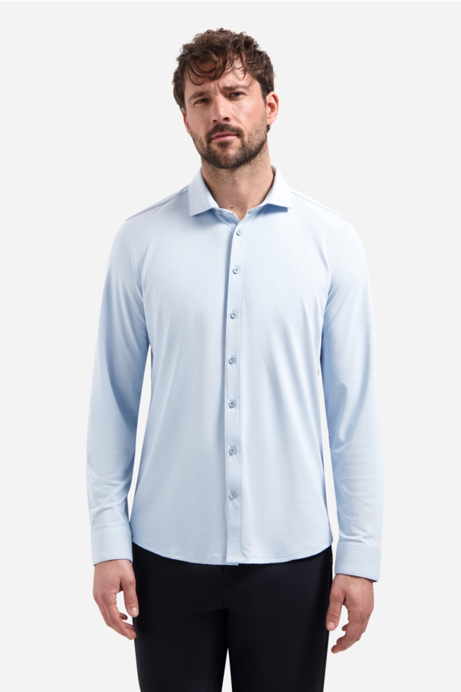 NO-EXCESS blauwe heren overhemd | Model vooraanzicht