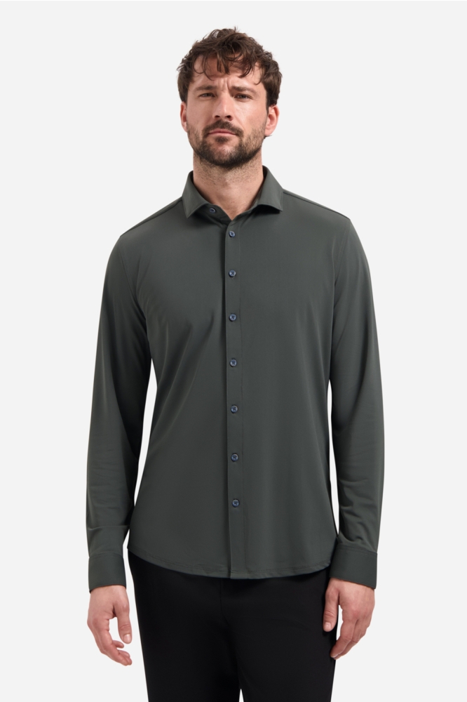 NO-EXCESS groene heren overhemd | Model vooraanzicht