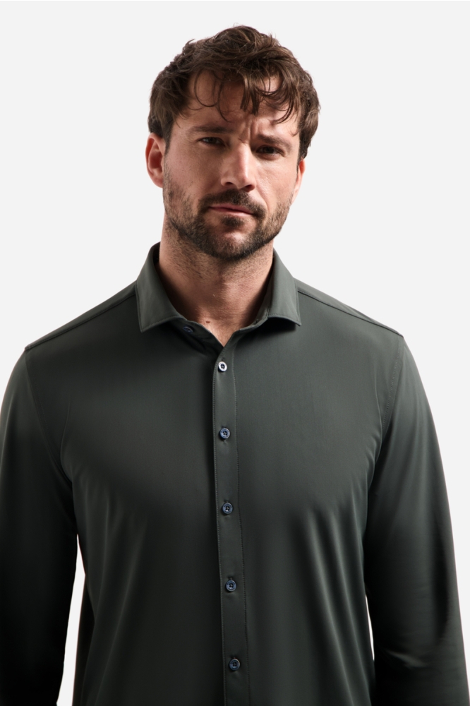 NO-EXCESS groene heren overhemd | Close up