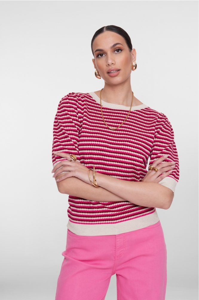 Geisha roze dames t-shirt | Model vooraanzicht