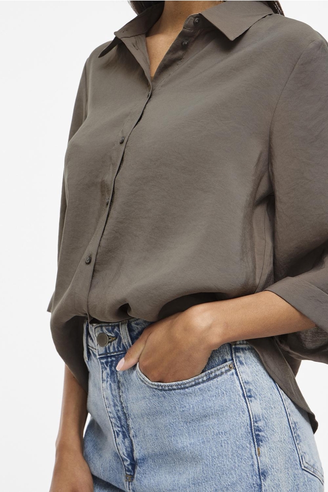 Vila taupe dames blouse | Close up