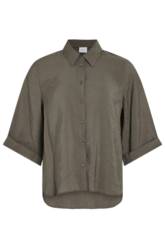 Vila taupe dames blouse | Vooraanzicht