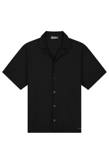 Malelions Overhemd RIBBED CAMP COLLAR SHIRT MMB30026029 BLACK