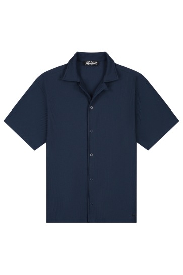 Malelions RIBBED CAMP COLLAR SHIRT MMB30026029 NAVY