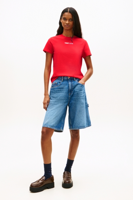 Tommy Jeans rode dames t-shirt | Model