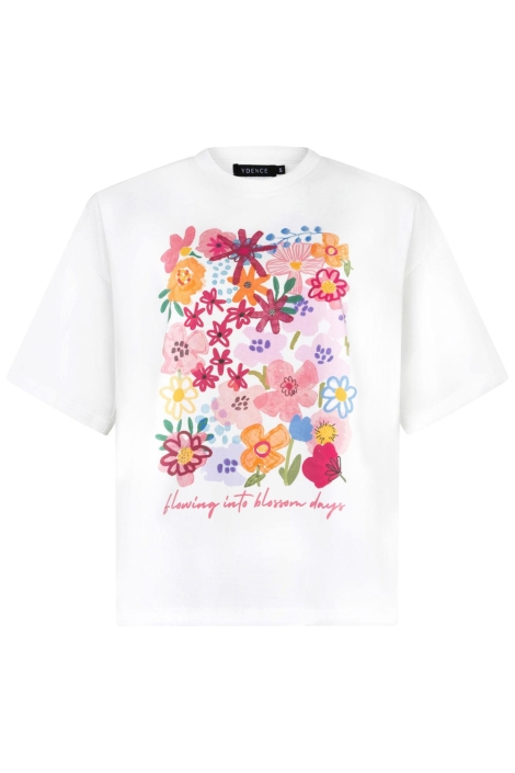 Ydence witte dames t-shirt | Vooraanzicht