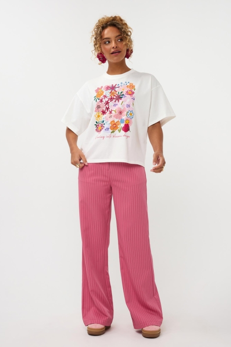 Ydence witte dames t-shirt | Model