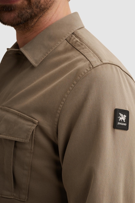 Vanguard taupe heren overhemd | Close up