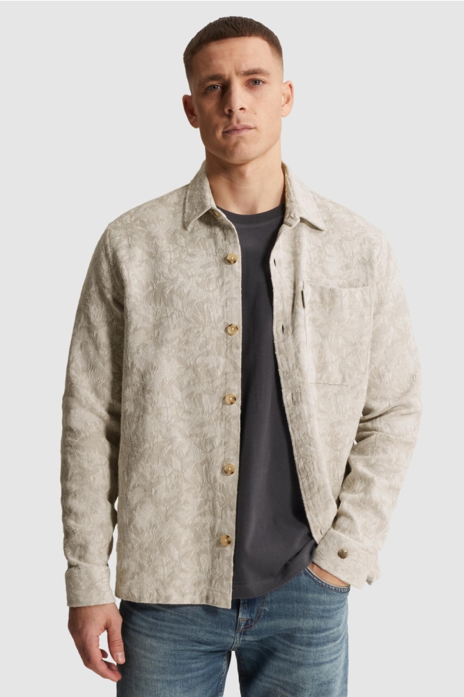 Cast Iron ecru heren overhemd | Model vooraanzicht