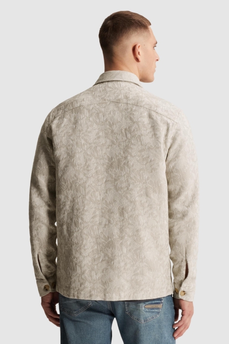 Cast Iron ecru heren overhemd | Model achteraanzicht