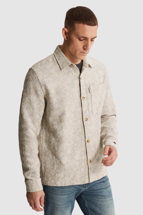 Cast Iron ecru heren overhemd | Model vooraanzicht