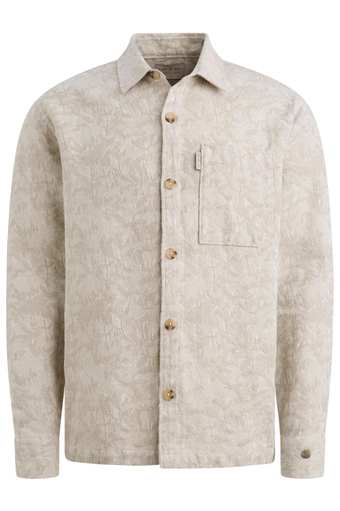 Cast Iron ecru heren overhemd | Vooraanzicht